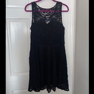 Material Girl black lace illusion dress XL